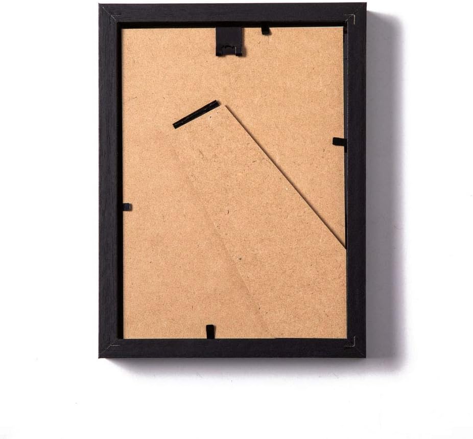 Muzilife 5x7 Shadow Box 3D Picture Frame, Wood & Real Glass, 4 Pack, Black | FSC-Certified MDF | With Stand | Tabletop