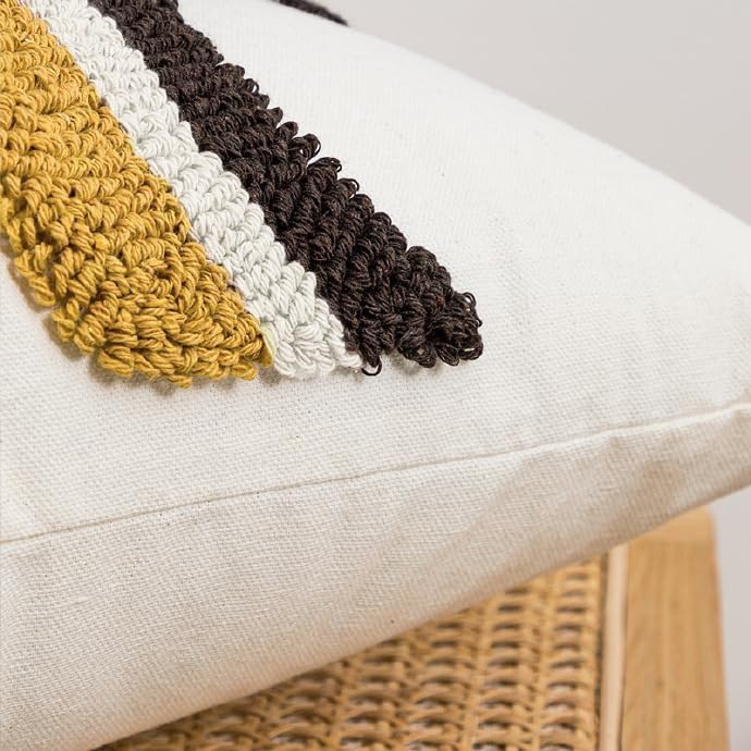 Boho Abstract Tufted Lumbar Pillow Cover / Ginger / 12 x 20