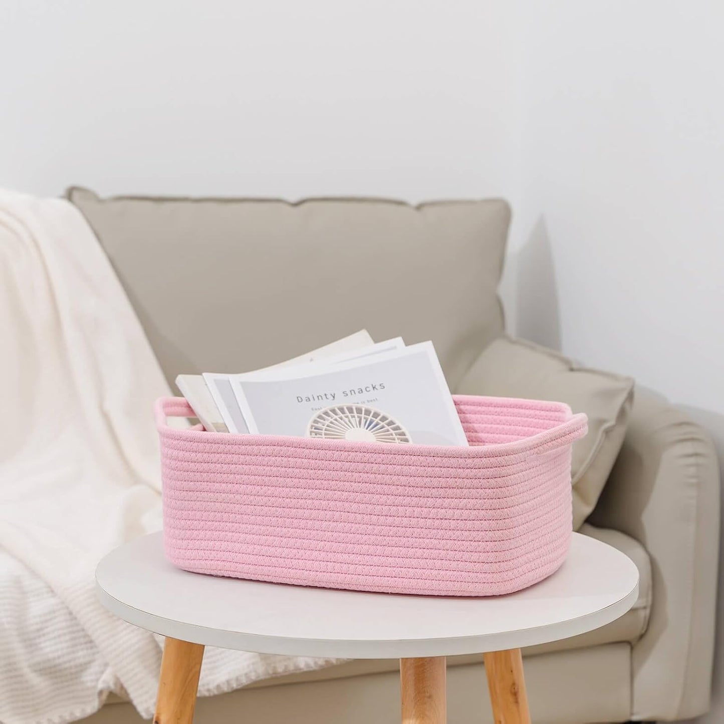 Woven Closet Storage Bin / Pink / 14''x10''x5