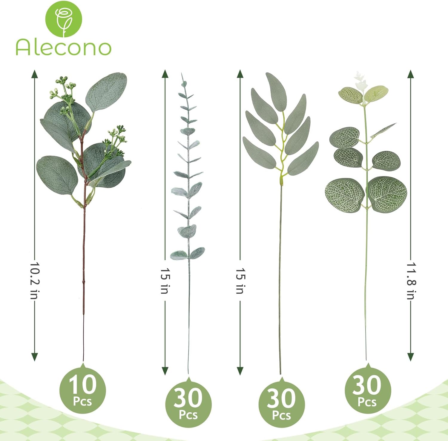 4 Kinds Artificial Stems Faux Sliver Dollar Fake / Greenery / Set of 100