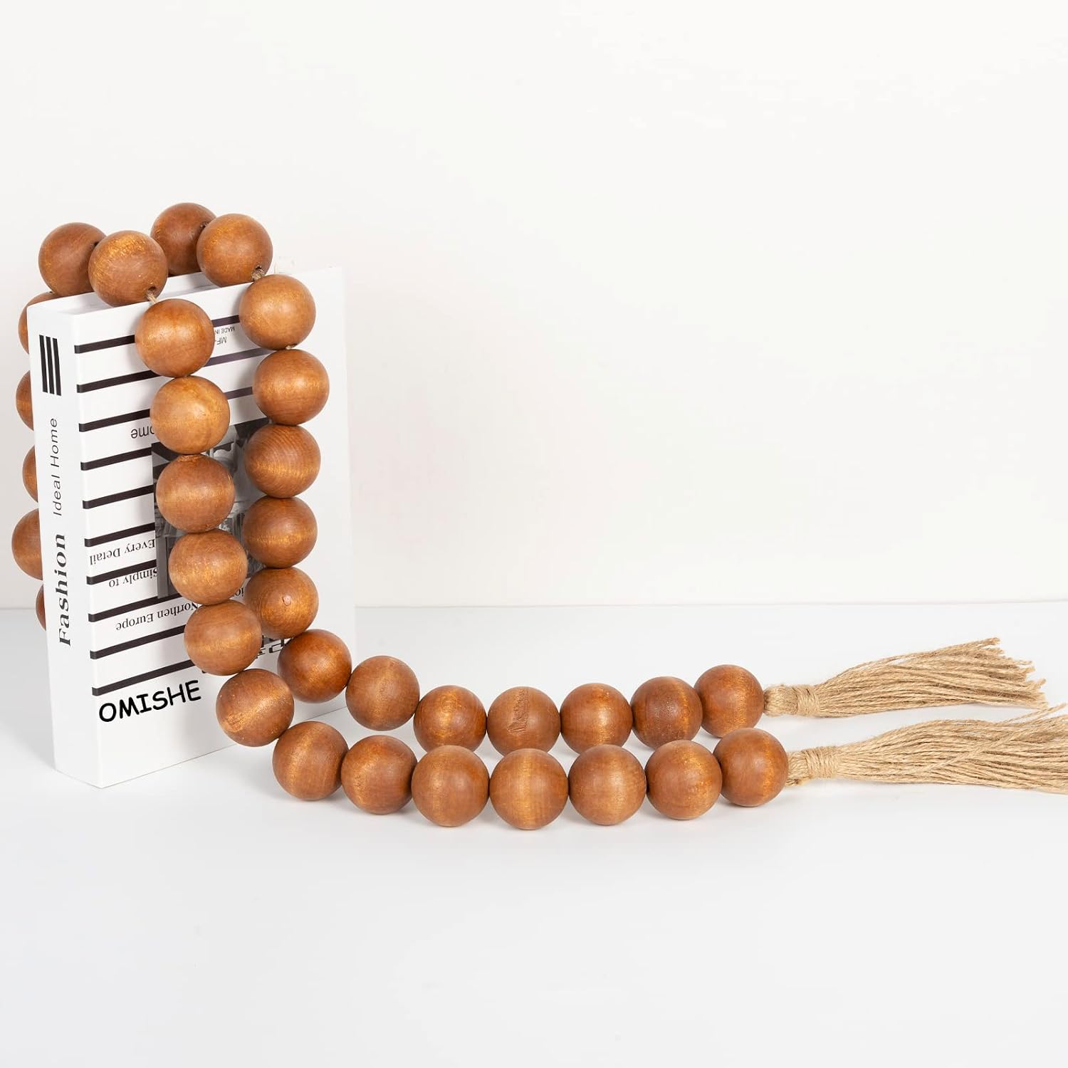 76" Long Extra Large Wood Bead Garland / 7 Brown / 76 Inches