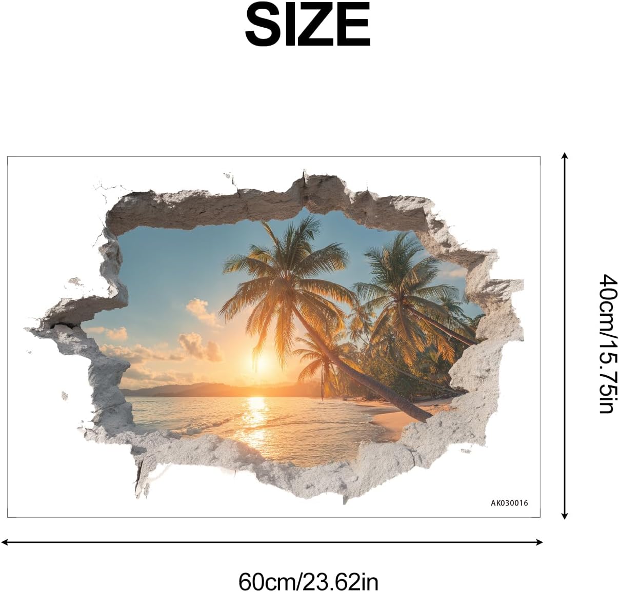 3D Tropical Beach Wall Decals Peel and Stick Ocean Sunset Palm Tree Wall Stickers / 6