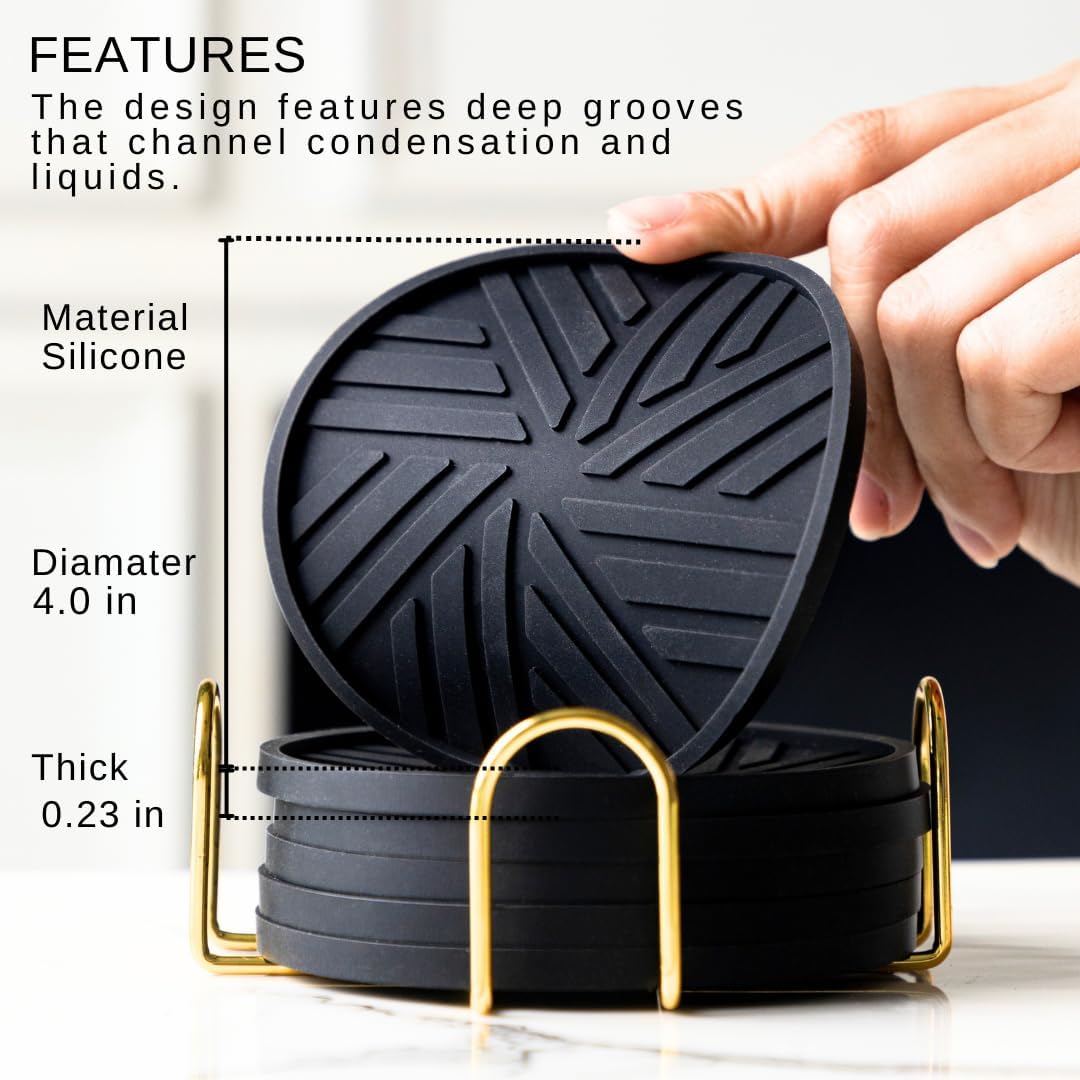 Gold Holder / Elegant Black / Set of 6