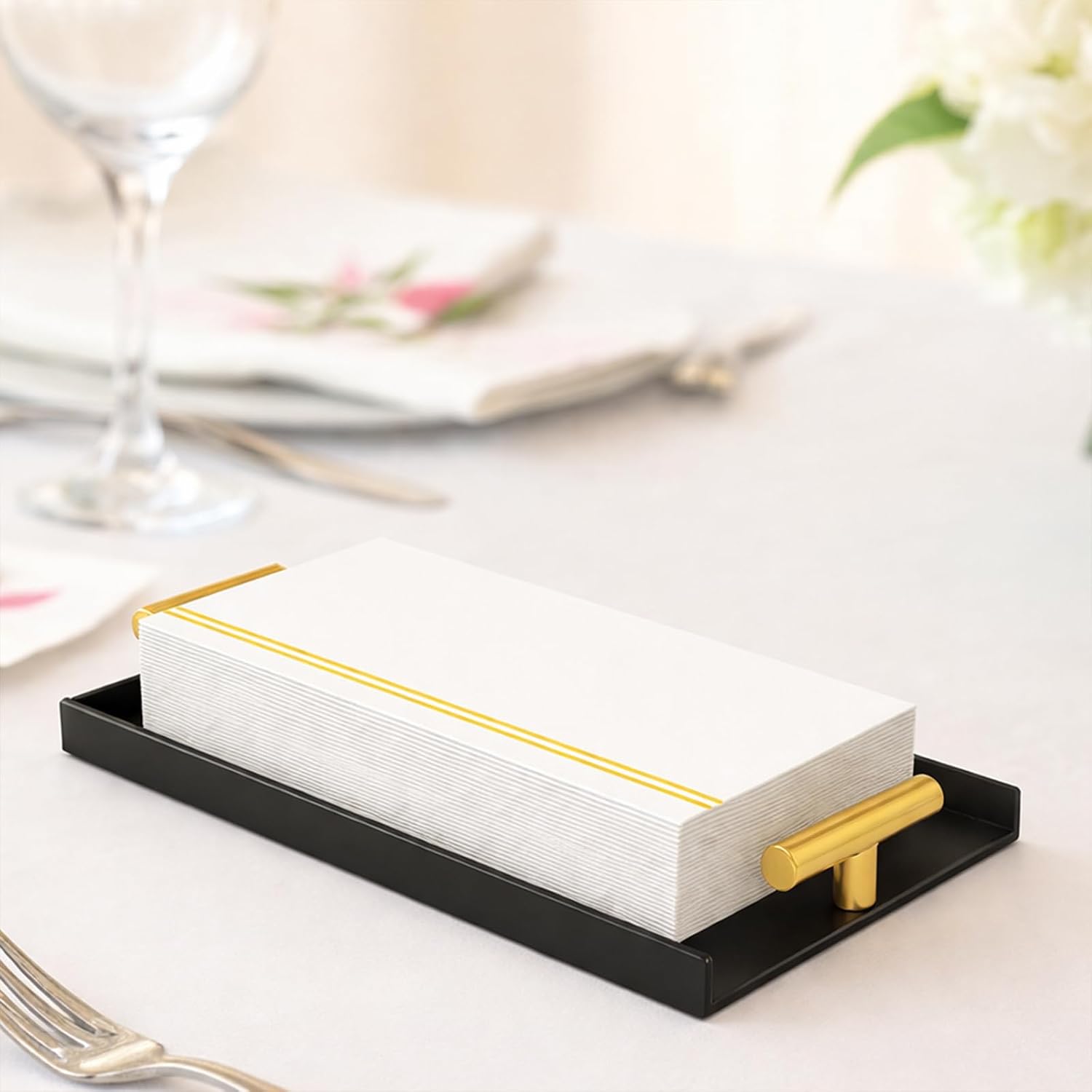 Napkin Holder / Guest Towel Holder Tray / Black