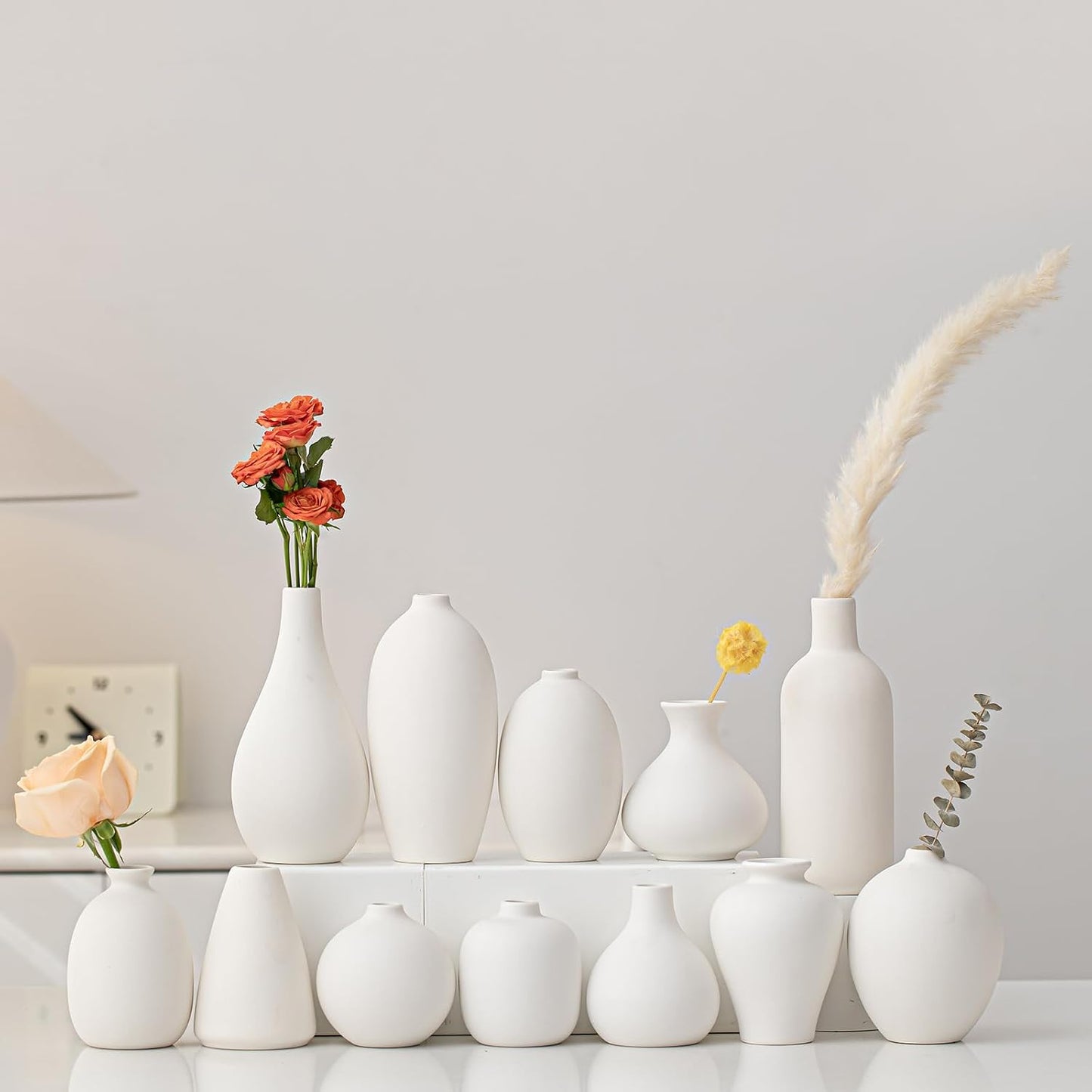 White Ceramic Vase / White-gh-12 / Set of 12