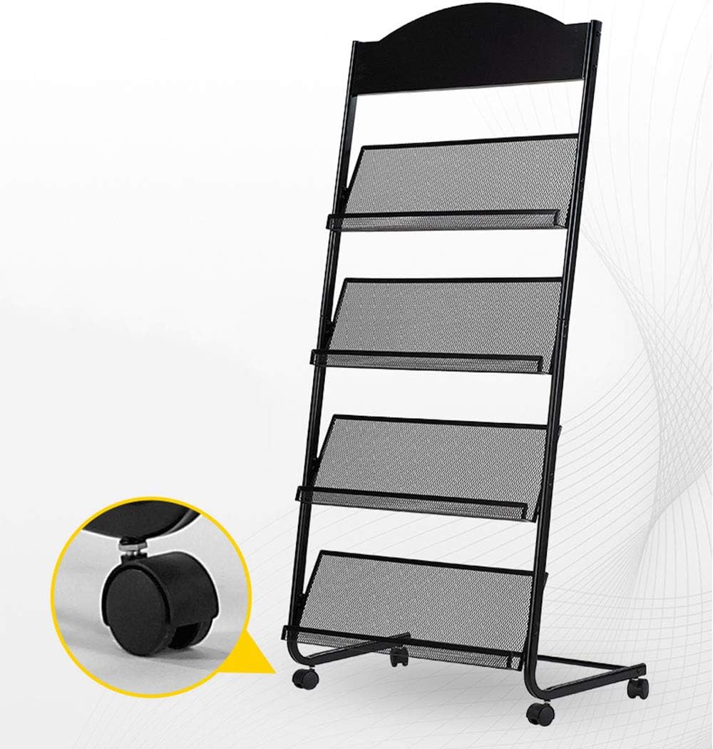 Iron Simple Floor-Standing Magazine Display Rack - Black