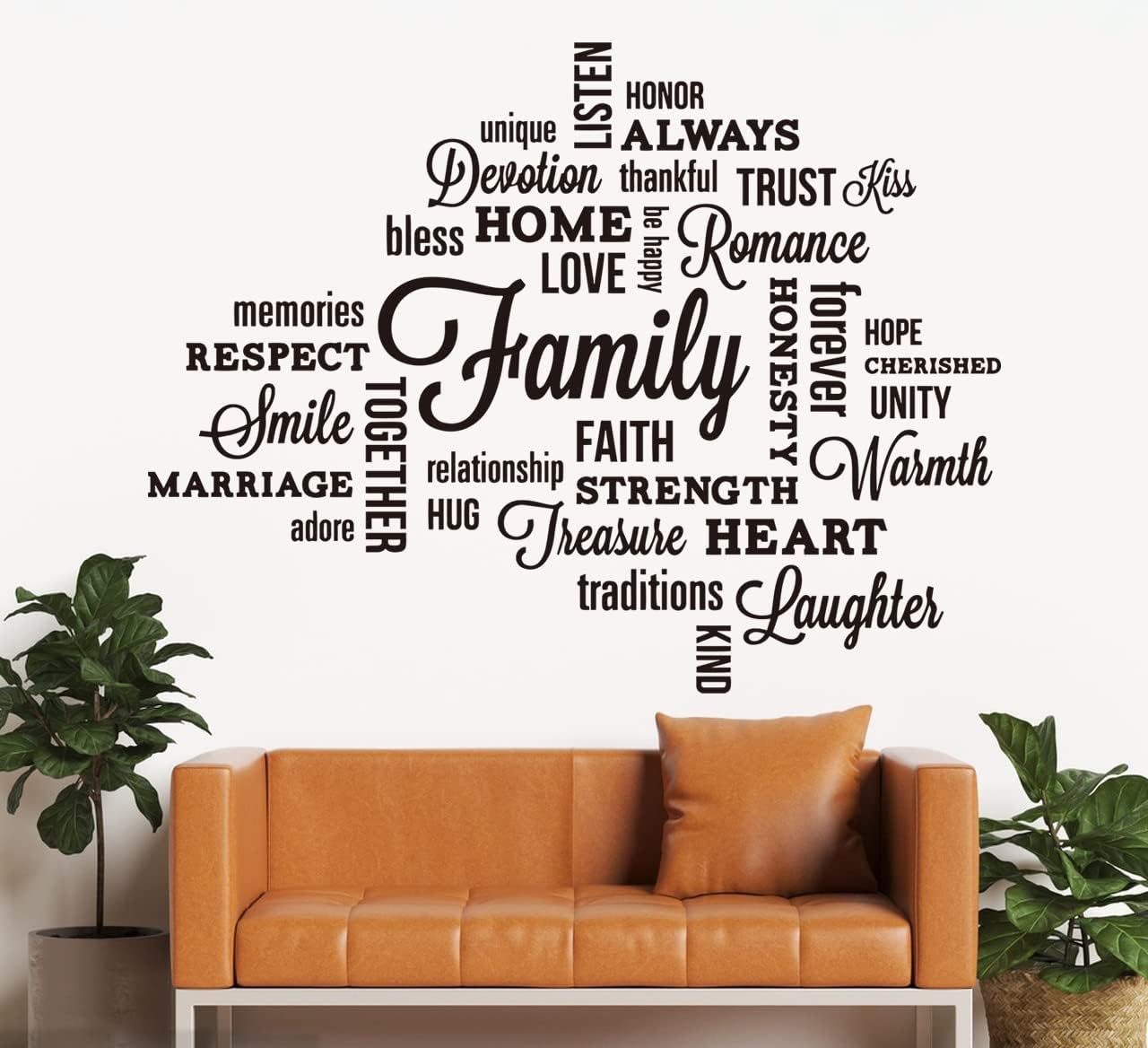 Removable Family Wall Decal Quotes Saying Family Words Sign Vinyl Wall Stickers Positive Energy / A