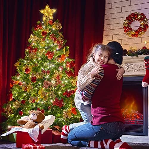 DULEFUN 11.8 Inch Christmas LED Gold Star Tree Topper with 20 LED Lights
