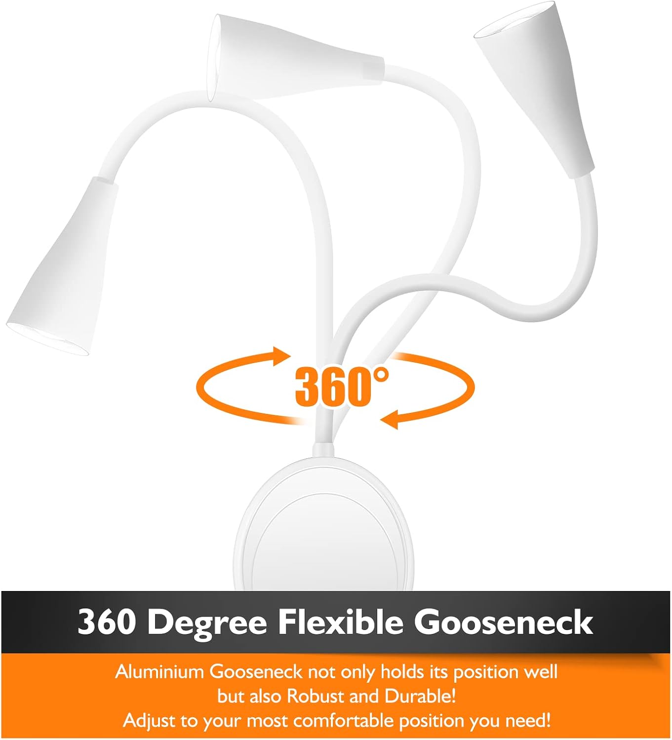 SANKEDOU LED Wall Mounted Reading Light, Book Light for Reading in Bed with Touch Control, 5 Dimmable, USB Output