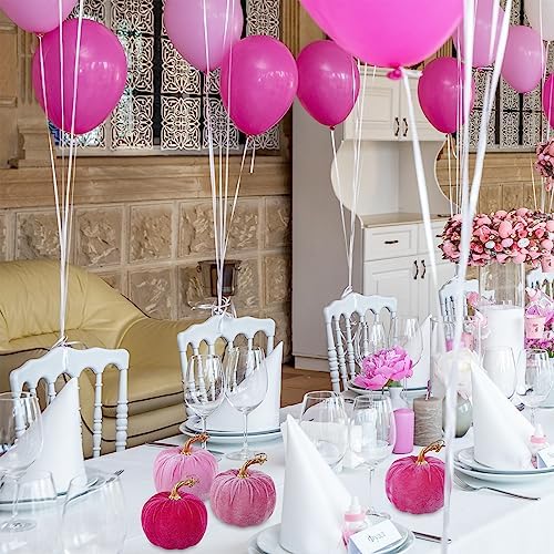 Winlyn 4 Pcs Assorted Faux Pink Velvet Pumpkins Decorative Fabric Pumpkins 5" for Gifts Fall Wedding Baby Shower Thanksgiving Halloween Table Centerpiece Mantel Bowl Farmhouse Decor