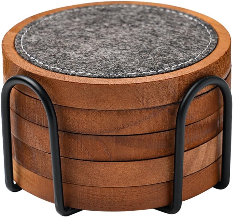 Absorbent and Insulation Felt Stackable Cup Holders / Set of 5