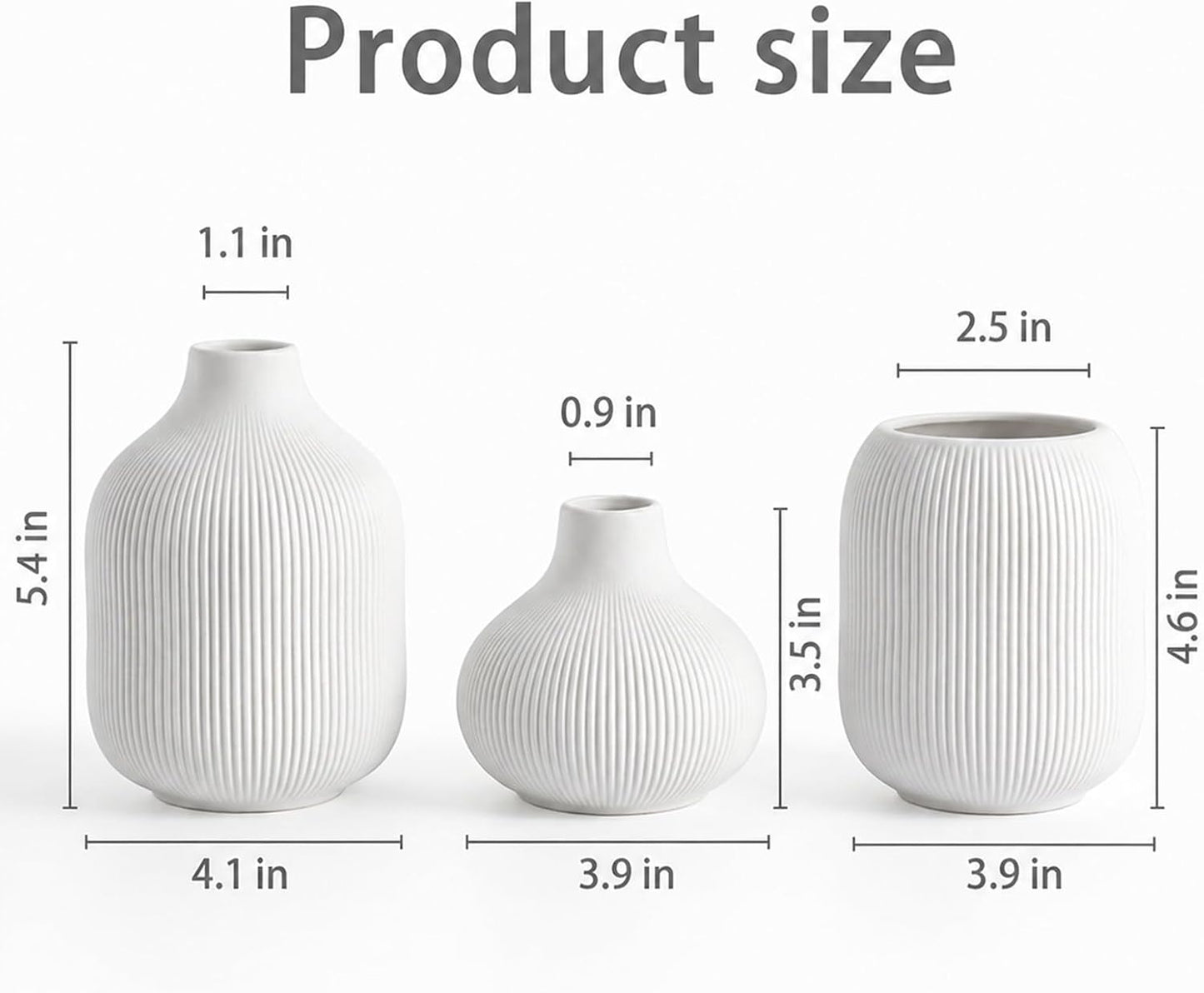 Ceramic Vase Set for Decor / White