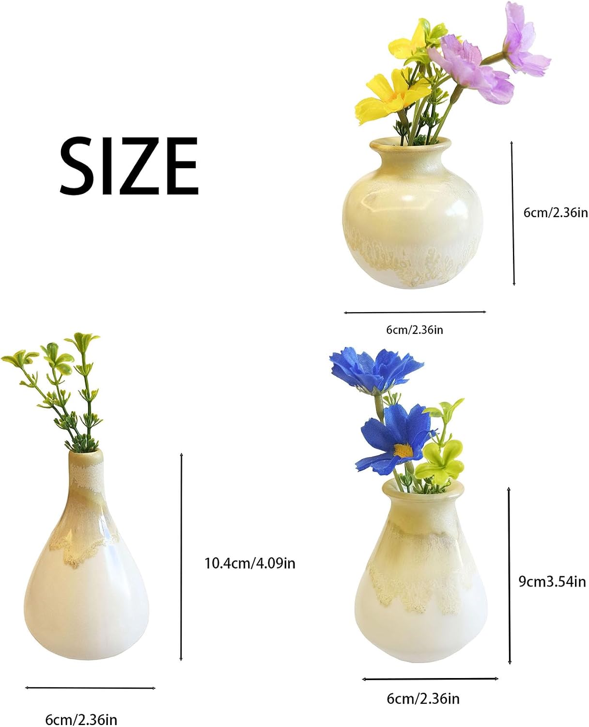 Daittin 3-Piece Ceramic Vase Set / Yellow