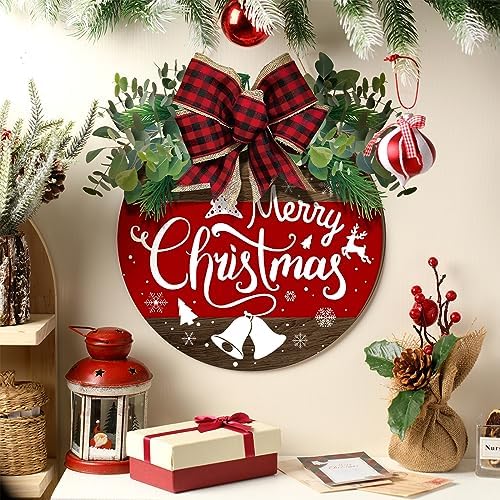 Boao Christmas Door Decorations Wooden Merry Christmas Front Door Sign