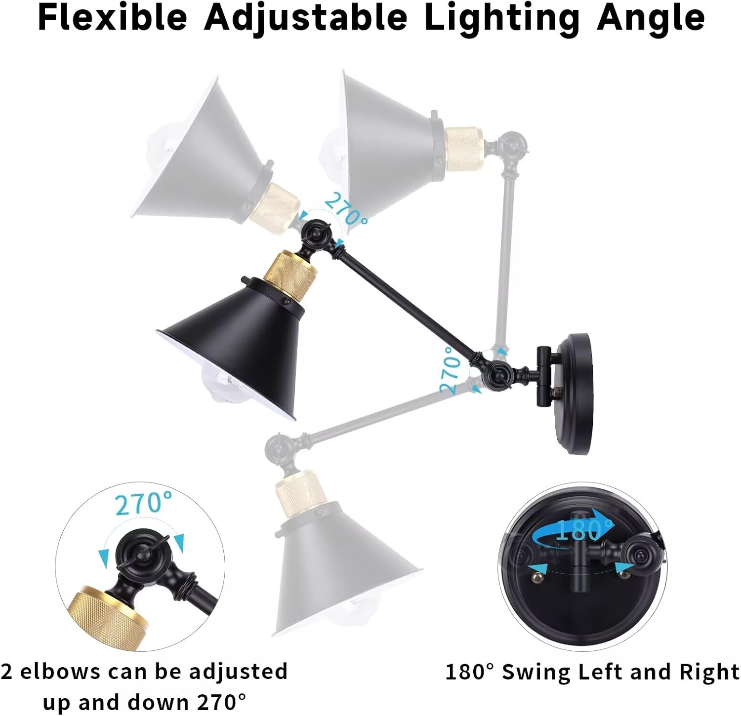 TRLIFE Rechargeable Battery Operated Wall Sconce, Dimmable and Adjustable Color Temperature Wireless Wall Sconces Set