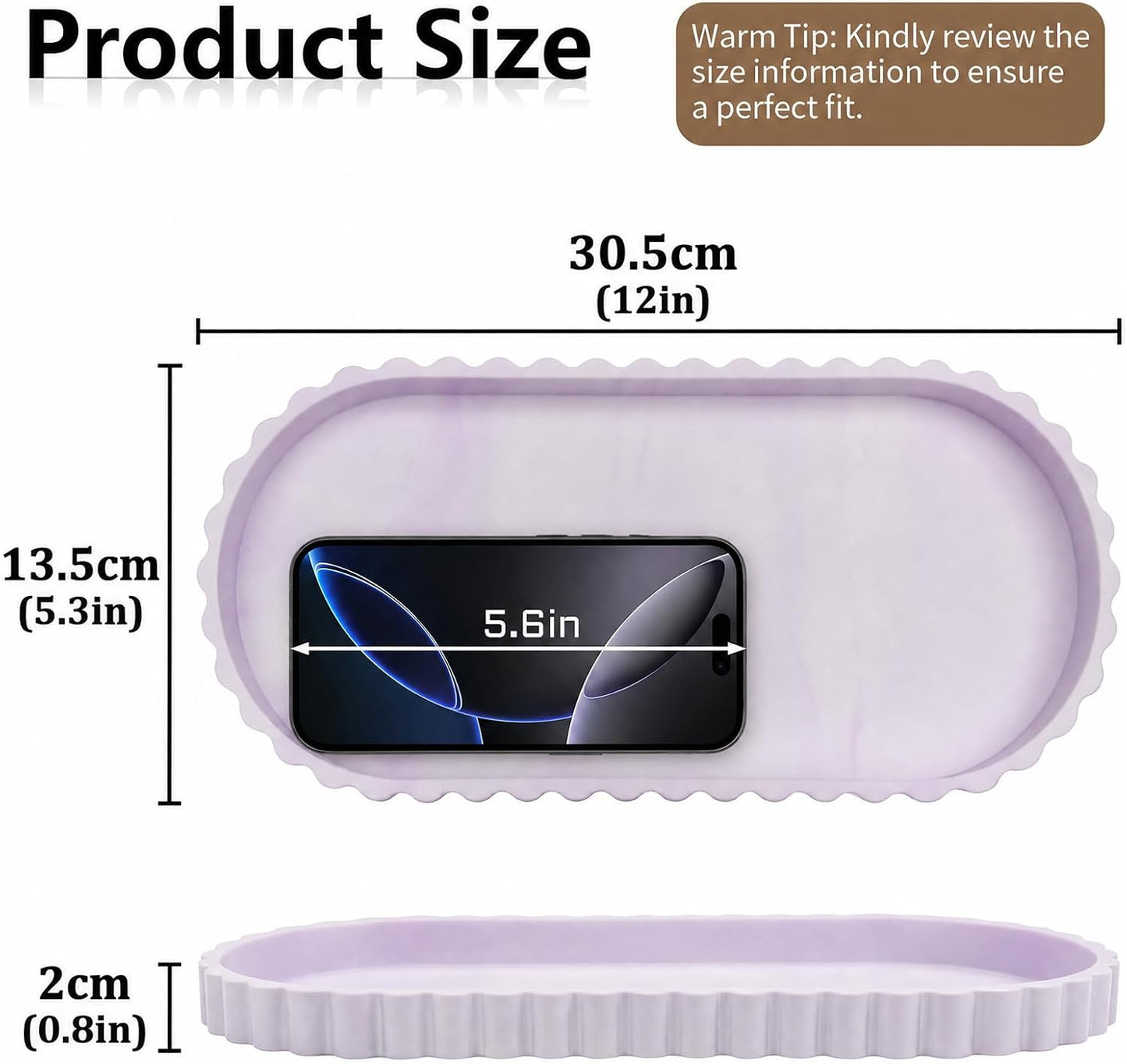 Silicone Bathroom Tray / Marble White Purple / 12 x 5.3 x 0.8