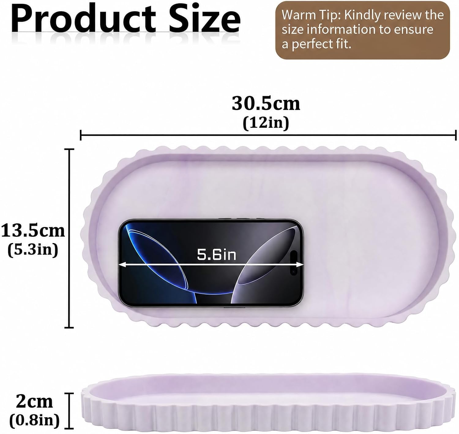 Silicone Bathroom Tray / Marble White Purple / 12 x 5.3 x 0.8