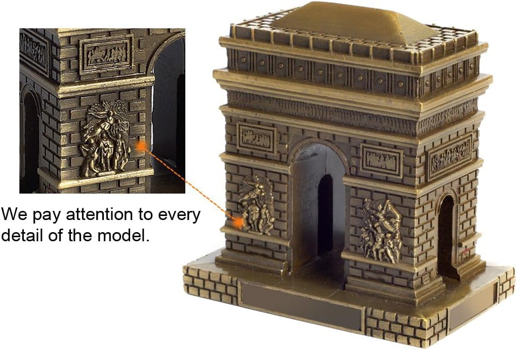 Metal Paris Arch of Triumph Statue Figurine Home Desktop Décor Souvenir Artificial World Famous