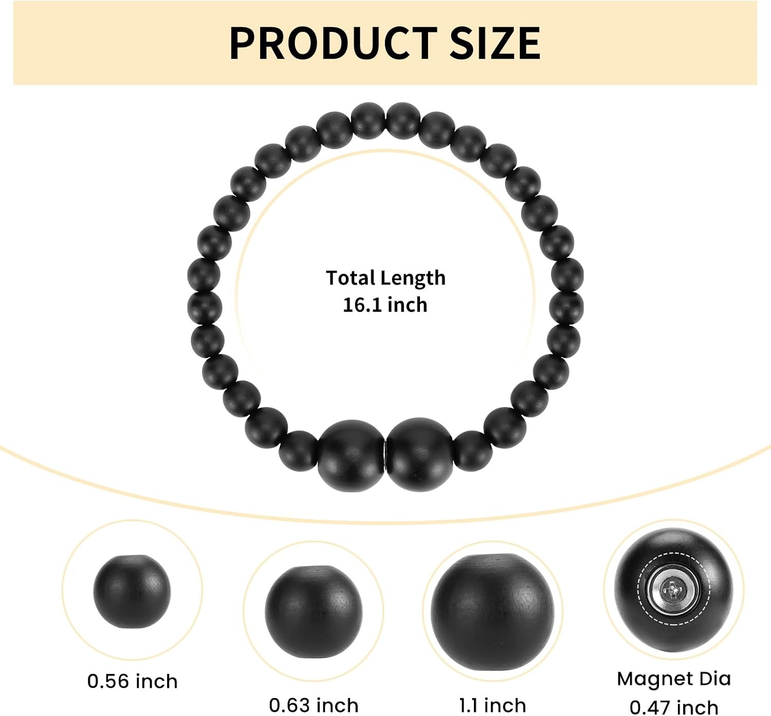 KLOGTSIND Magnetic Curtain Tiebacks, 6 Pack Wood Bead Curtain Holdbacks | Curtain Holders for Bedroom Decor, Boho Room