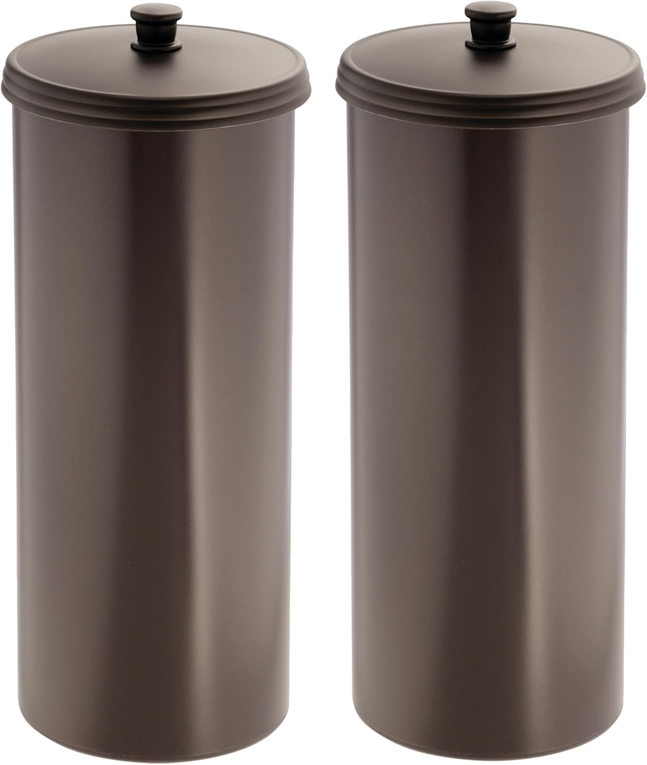 iDesign Freestanding Bathroom Toilet Paper Storage Holder, 2-Pack, Bronze | With Lid, Holds 3 Extra Rolls