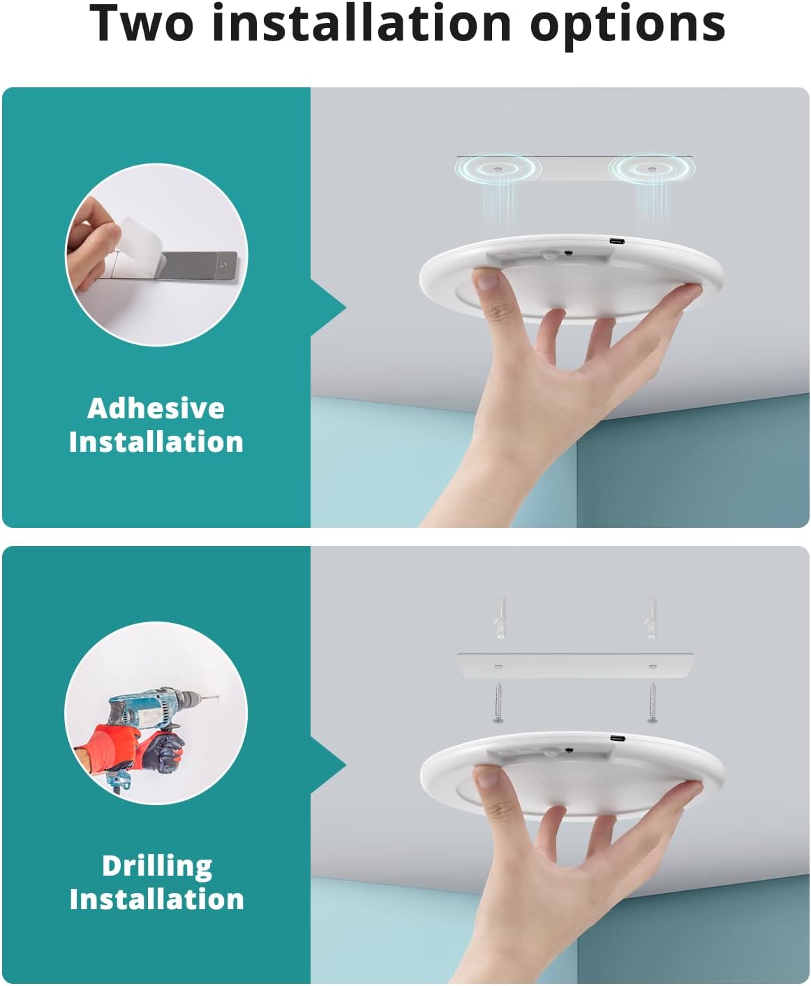 wowatt 2Pcs Battery Operated Ceiling Lights Rechargeable with Motion Sensor | Wireless Shower Light with Remote, 3000K