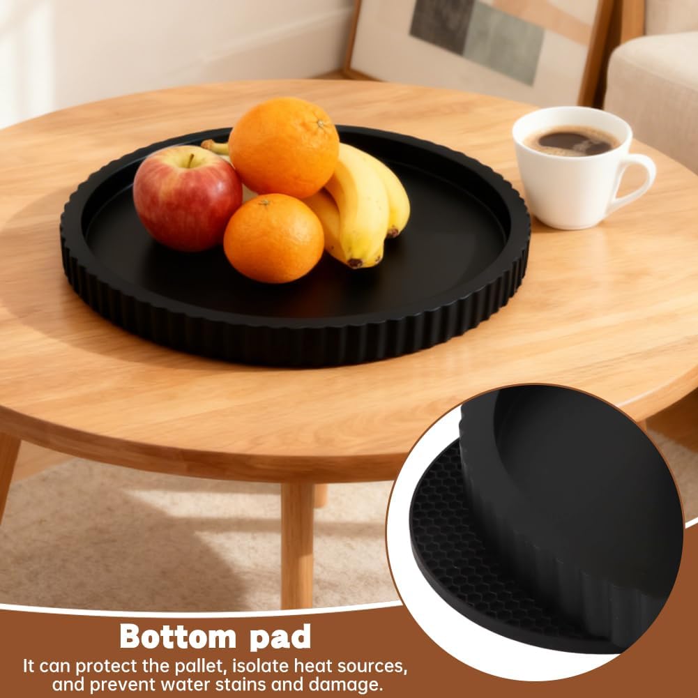 Decorative Tray & Coaster Set / Black / Set of 2