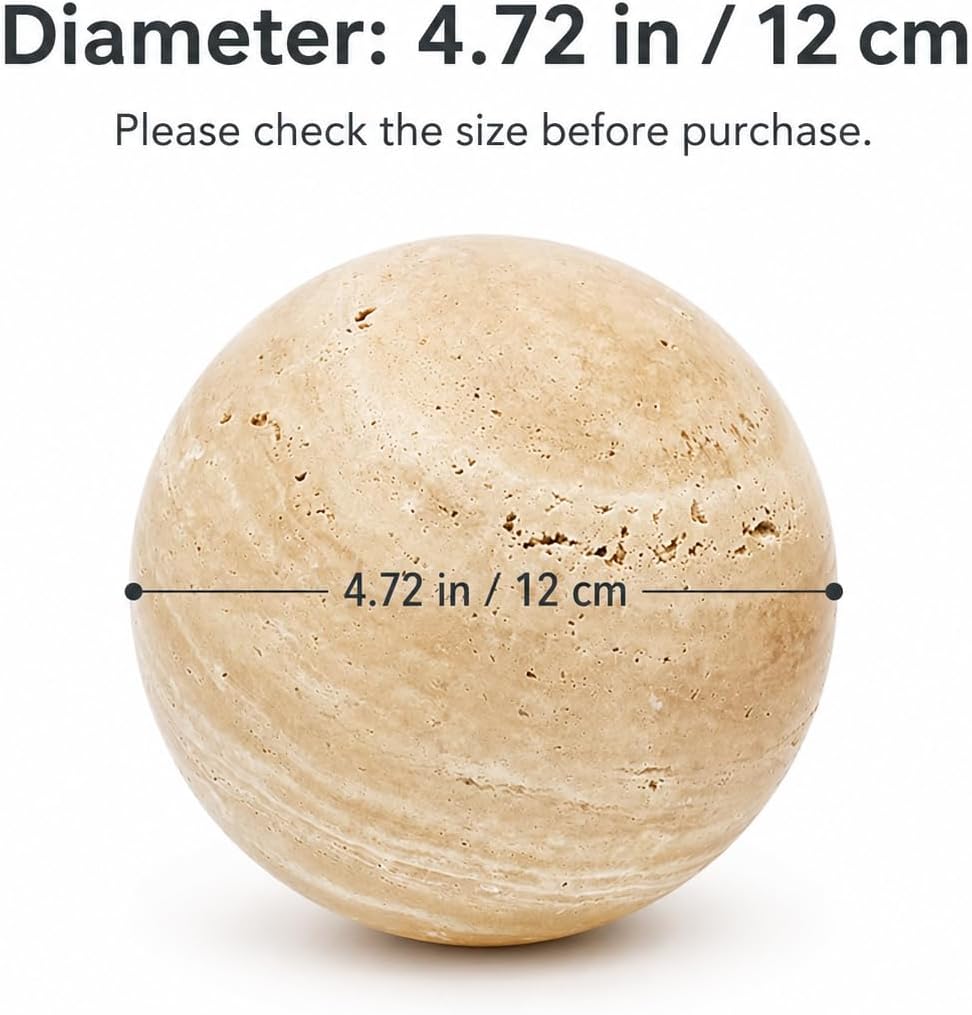 Stone Ball Decor / 12cm Diameter / Natural / 4.72 Inch