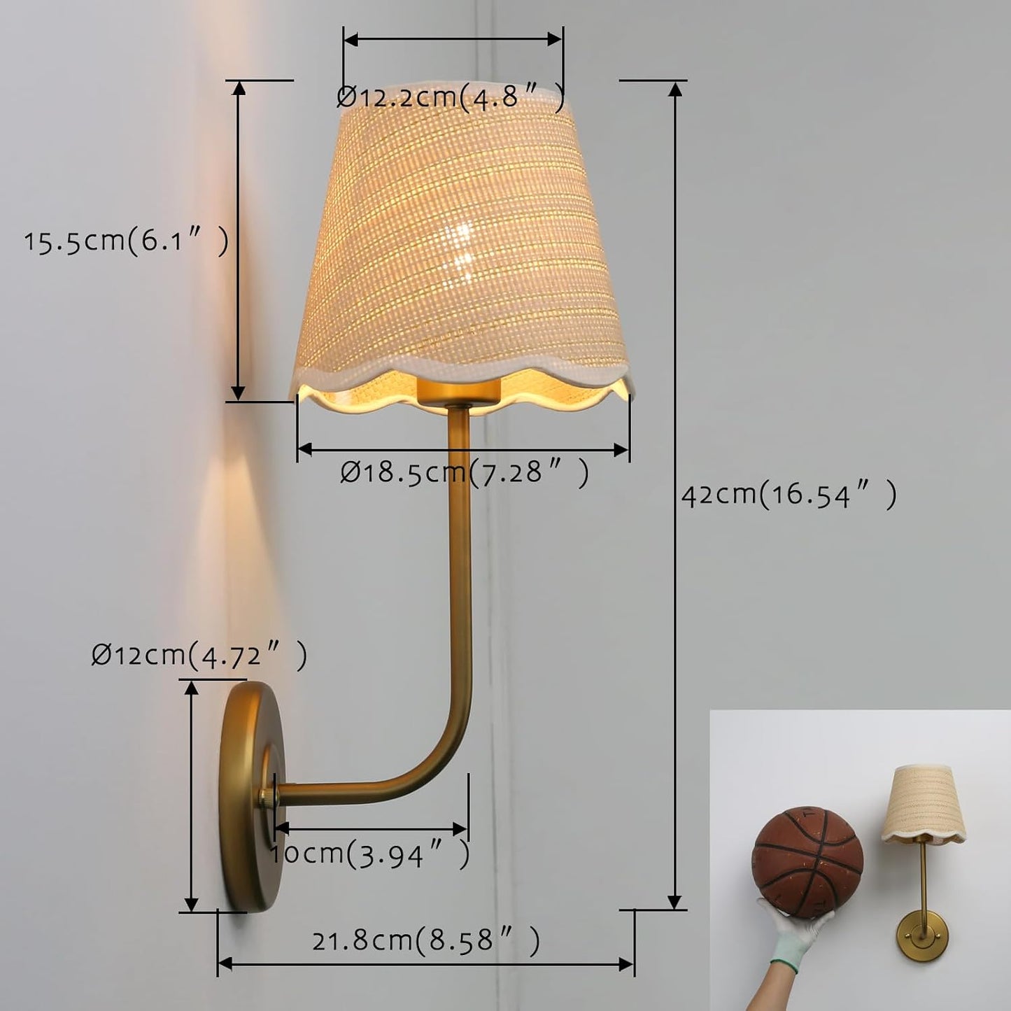 Hardwired Bathroom Vanity Lights Curved Arm / Brass-rattan / Woven Rattan / Set of 2
