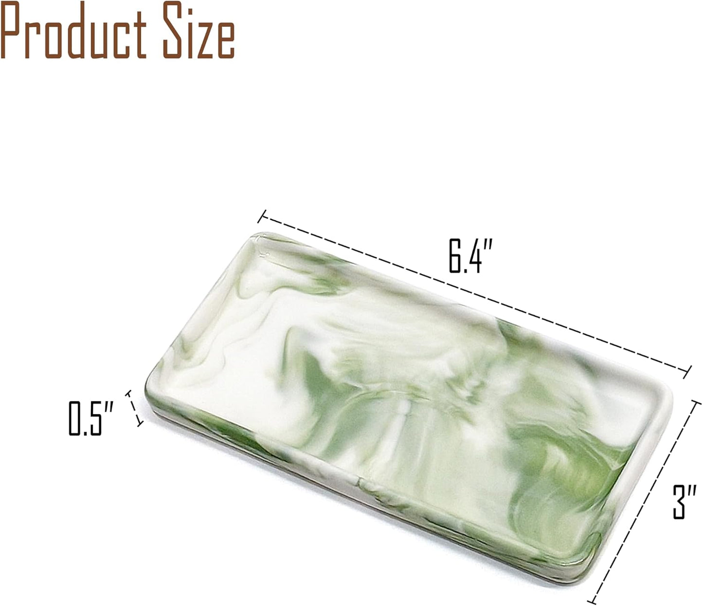 Tiny Ceramic Countertop and Vanity Tray for Cosmetics / 6.4 x 3 x 0.5 / Green