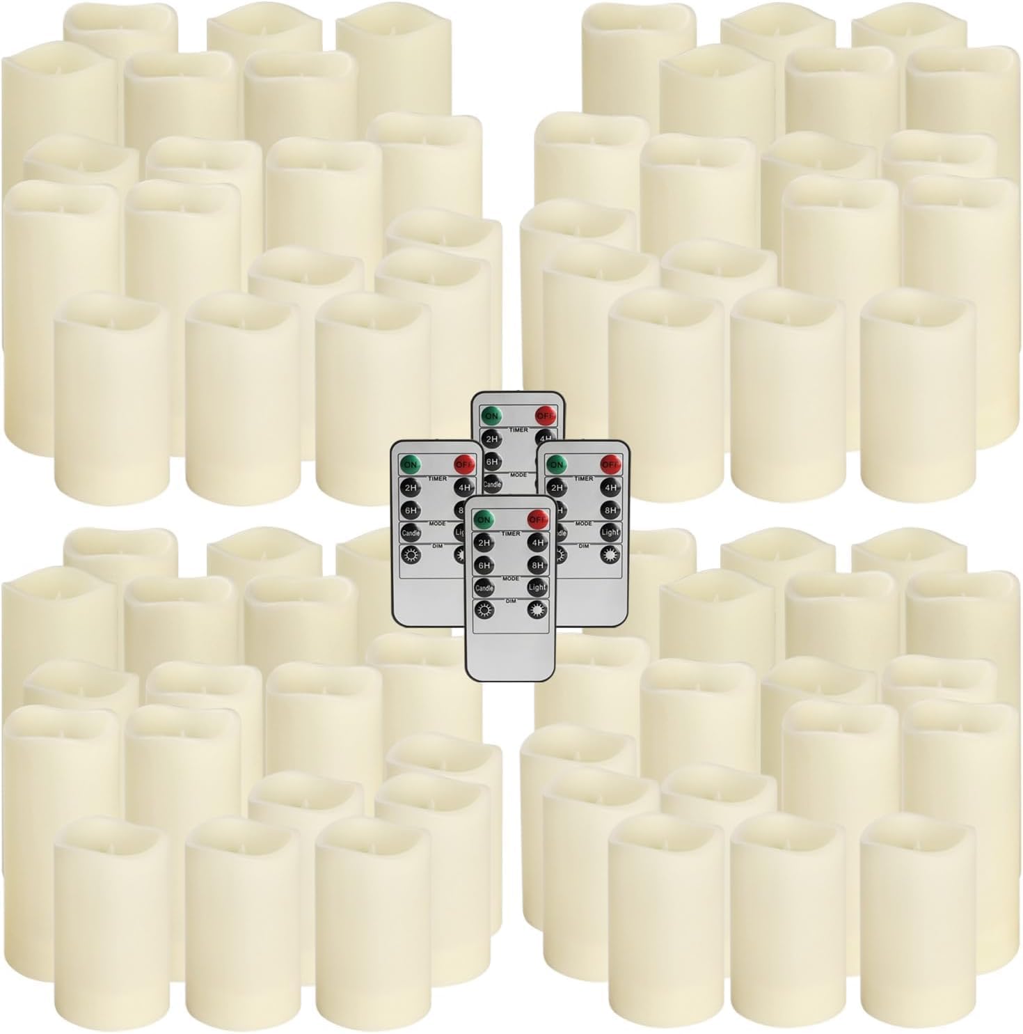 YOROXRG Set of 72 Waterproof Outdoor Flameless Candles, LED Candles with 4 Remote and Timer,(H 4" 5" 6" x D 2.2"),for