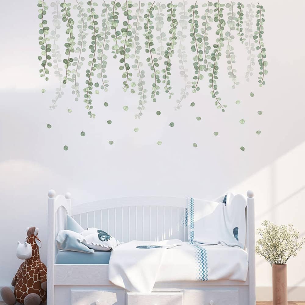Eucalyptus Vine Leaves Wall Decals Hanging Plants Wall Stickers Living / Eucalyptus Leaves / Green