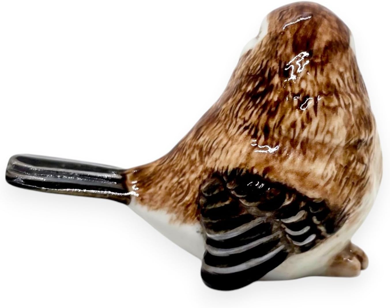 Tiny 2¾" Sitting Look Left Eurasian Sparrow Bird Figurine / Sparrow 2 Sit Look Left / Brown