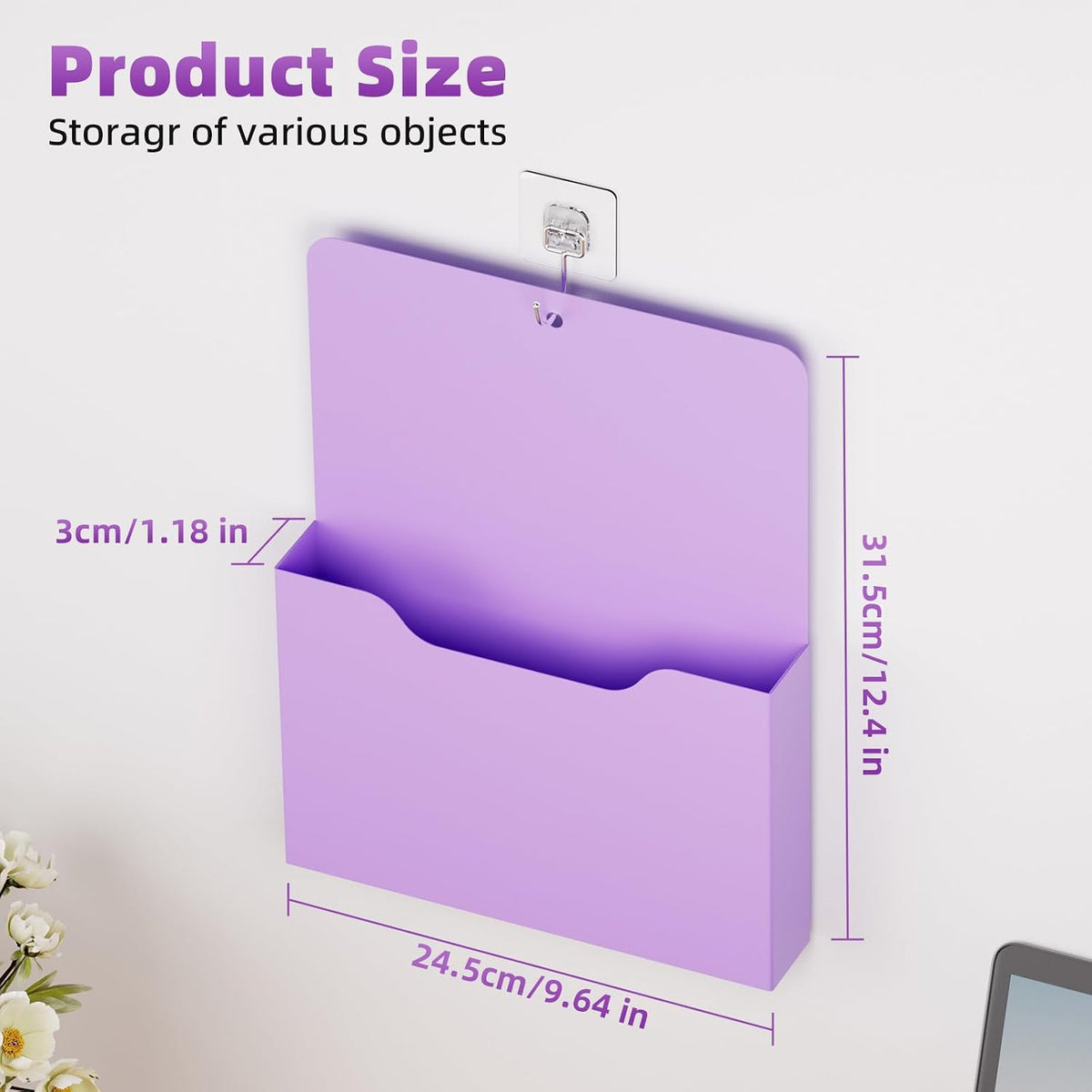 Marbrasse 2 Pack Magnetic File Holder - Paper Holder, Pocket Organizer,Hanging Wall File Organizer Office Supplies