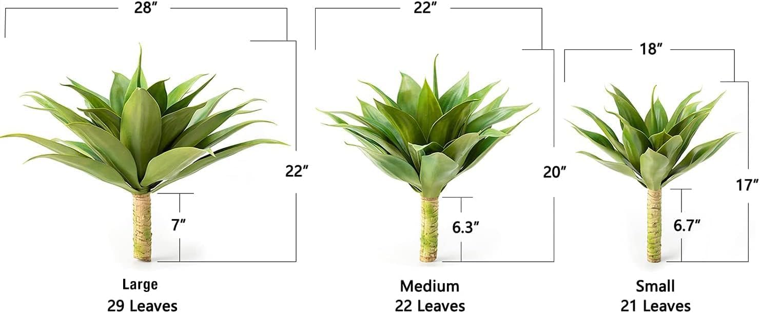 Artificial Agave Plants Outdoor Set / Green*2 / 28 Inches