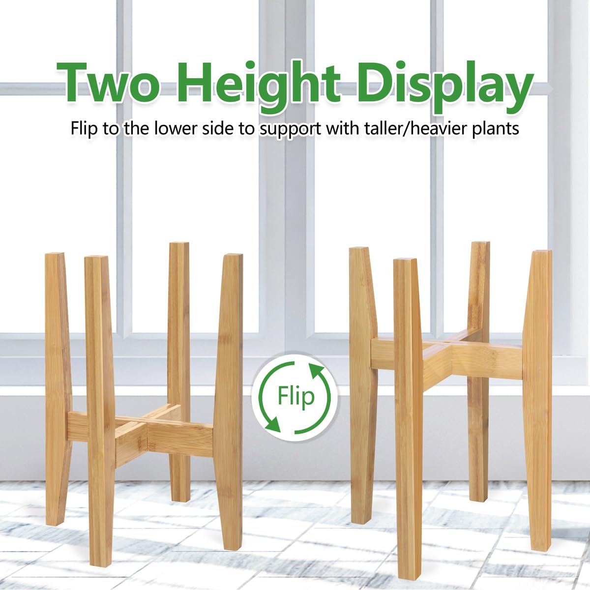 Rnined Plant Stand Indoor, Bamboo Plant Shelf, Adjustable Corner Plants Flower Holders Single Floor Plant Stand, Fits 8