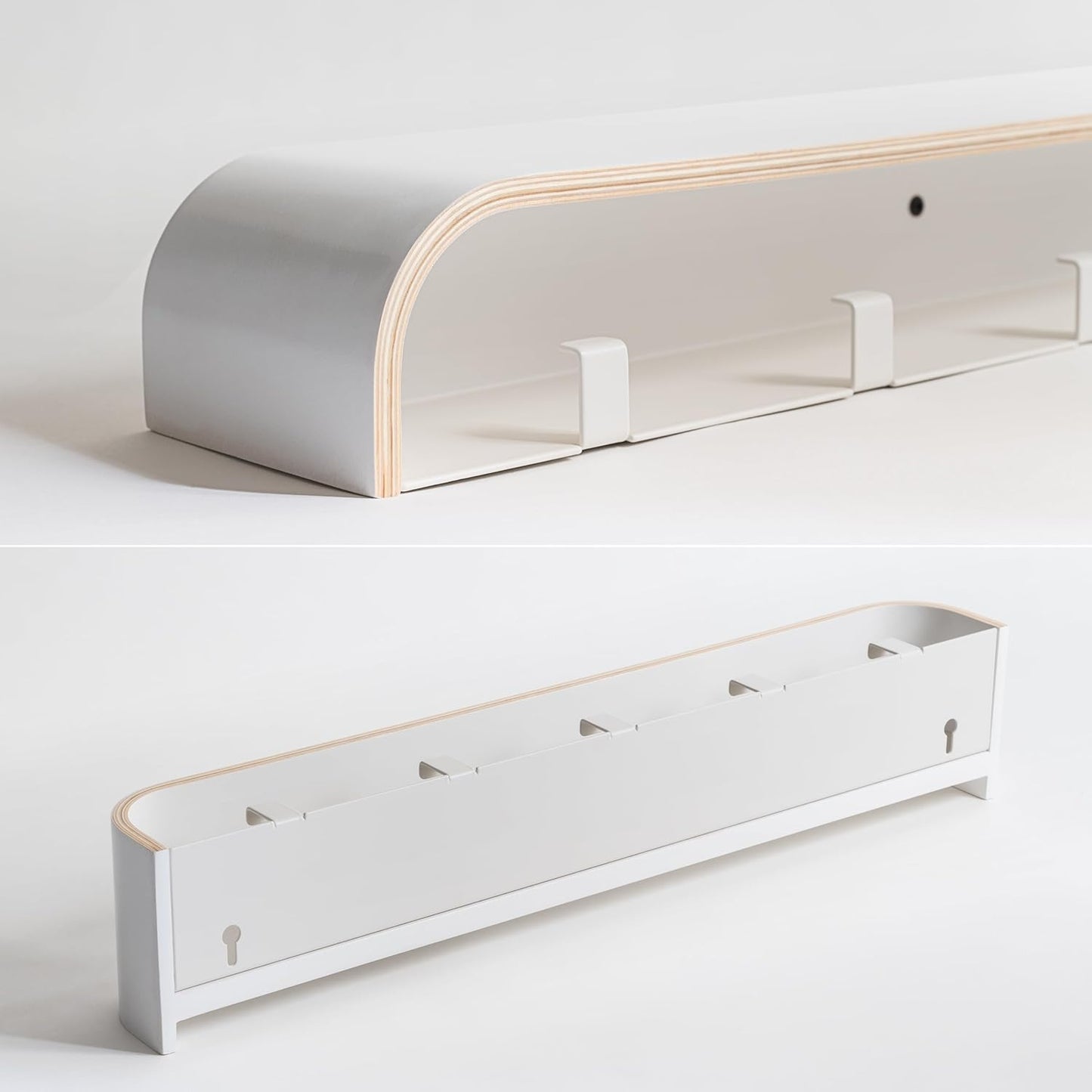 Kazai. Wall-Mounted Coat Rack 'Toke' - Modern Design Coat Rack with Hidden Wall Hooks - Solid Wood Veneer Panel Coat