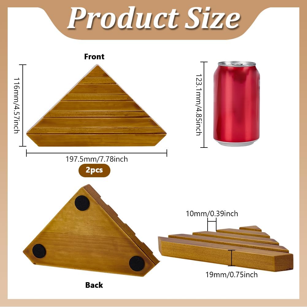 Wooden Corner Soap Dish for Shower Thick Triangle Shape Self-Draining Corner / 4.6 x 7.8 / Set of 2