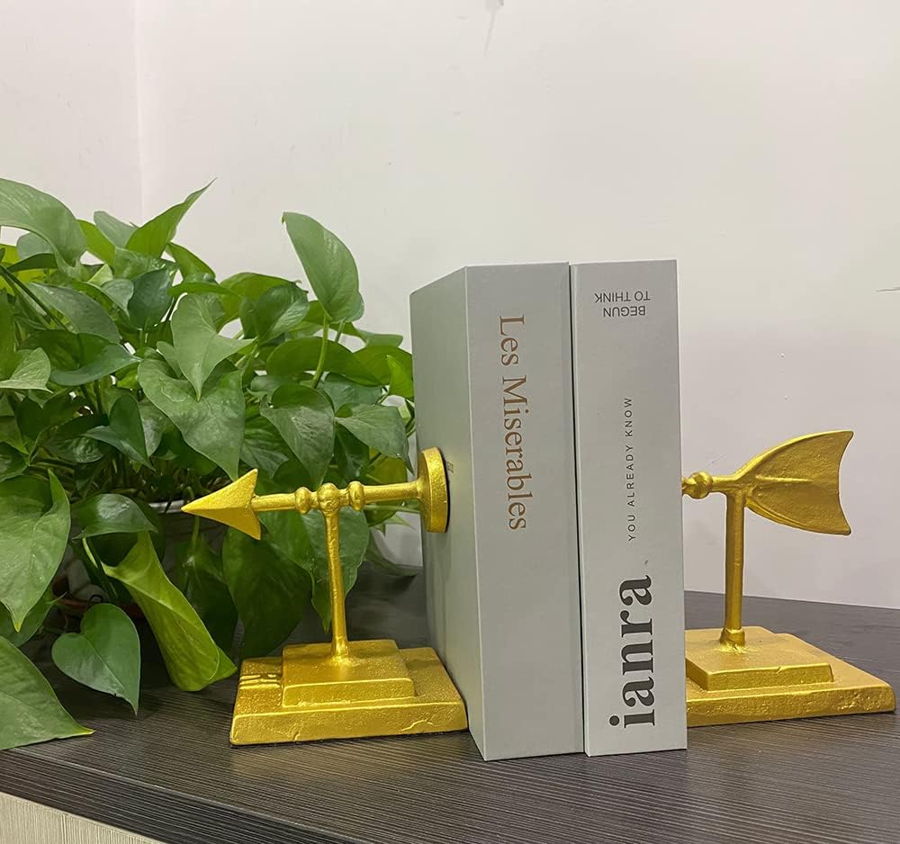 Semid Modern Metal Arrow Bookends / Gold