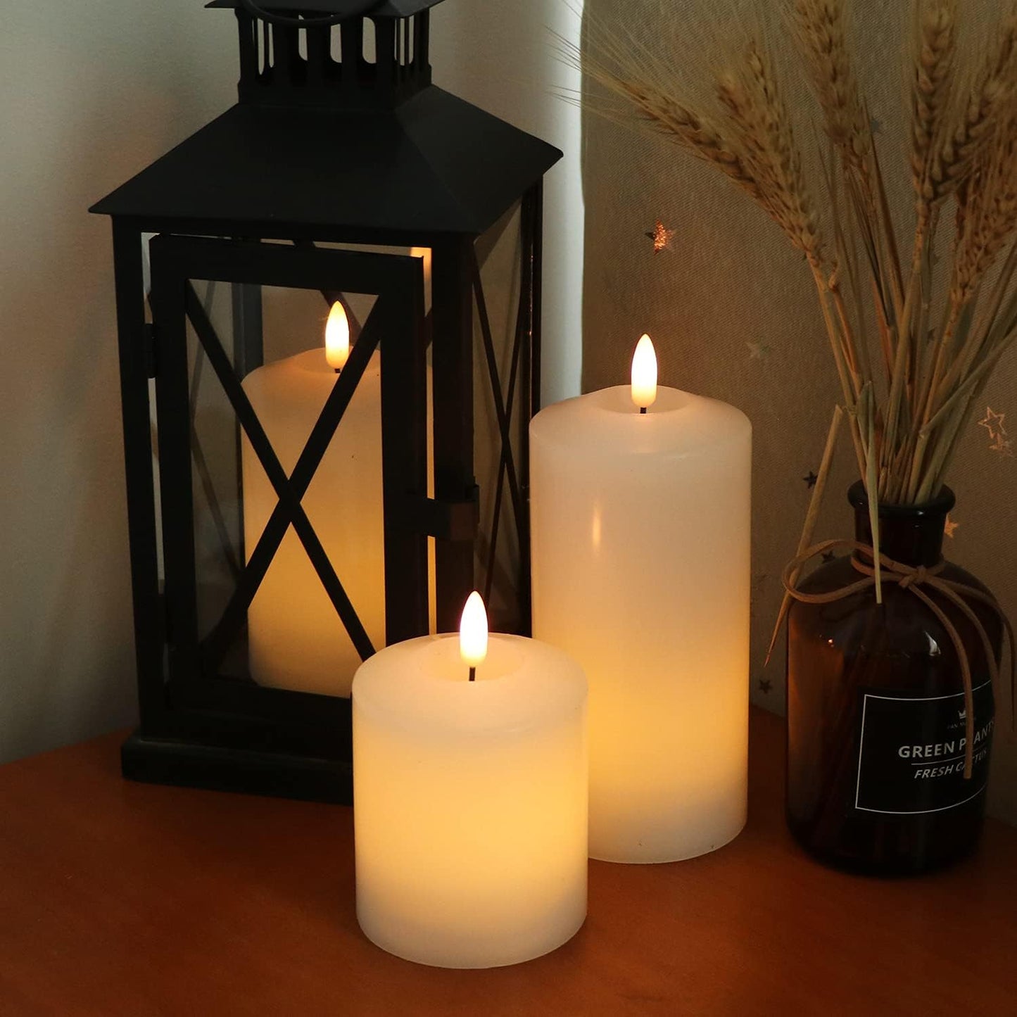 GenSwin Flameless LED Candles Battery Operated with Remote Timer White | Real Wax Pillar LED Votive Candles Warm Light