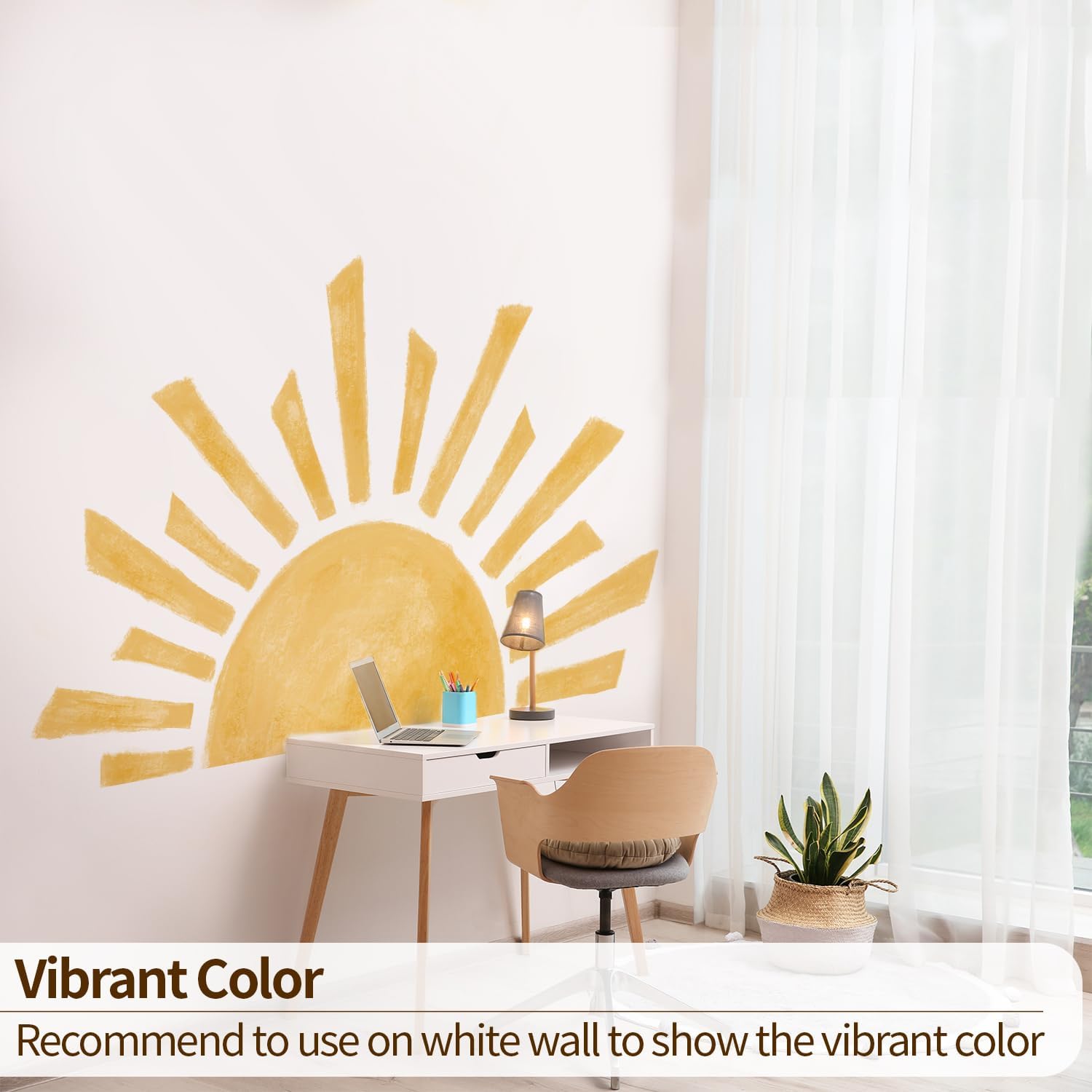 Large Boho Wall Decals Peel and Stick / 47.28 x 26.40 / Half Sunrise