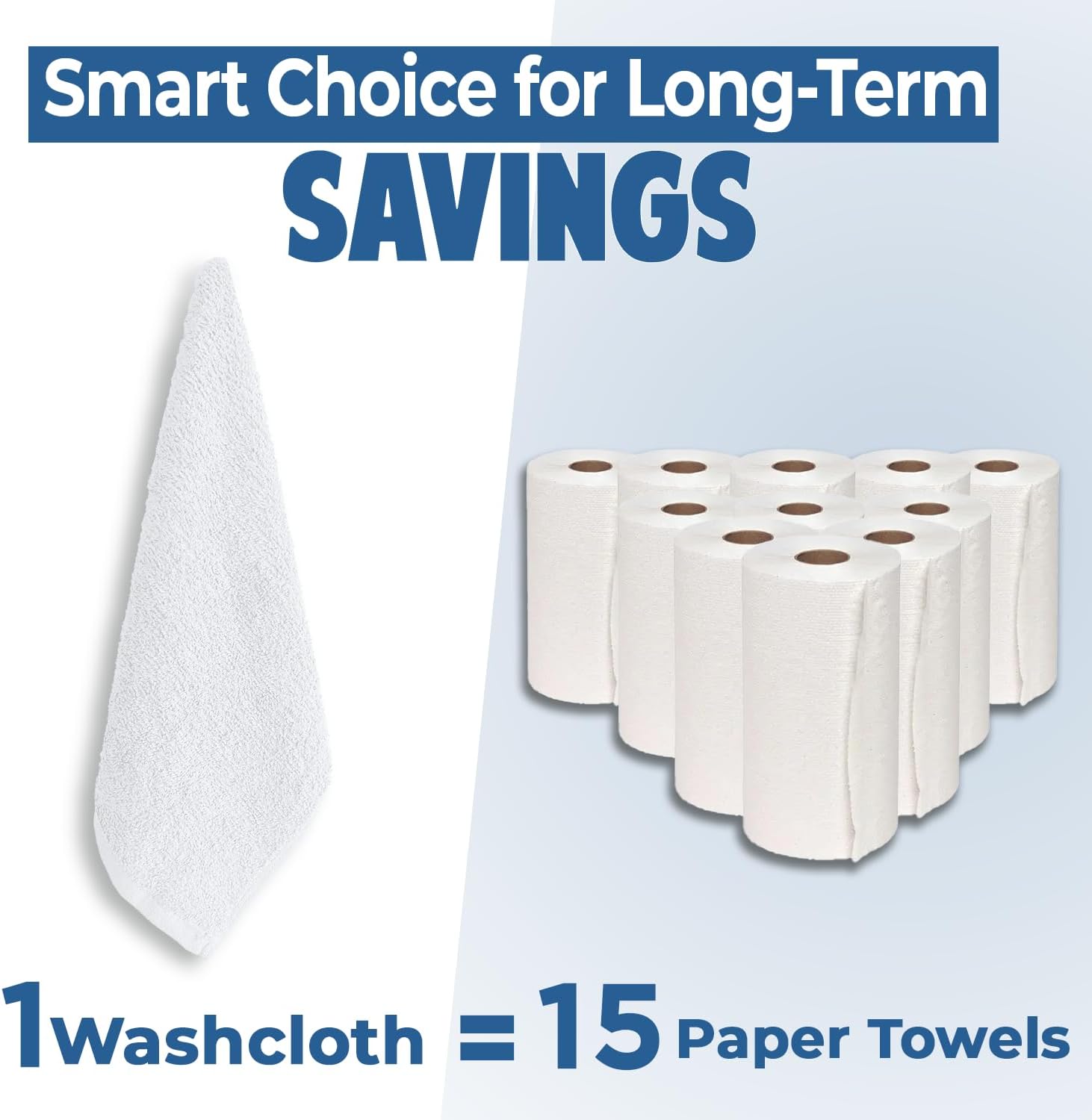 DAN RIVER 24 Pack Cotton Wash Cloths Set for Showering [12x12] White | Lighter Weight, Quick to Dry, Super Soft &