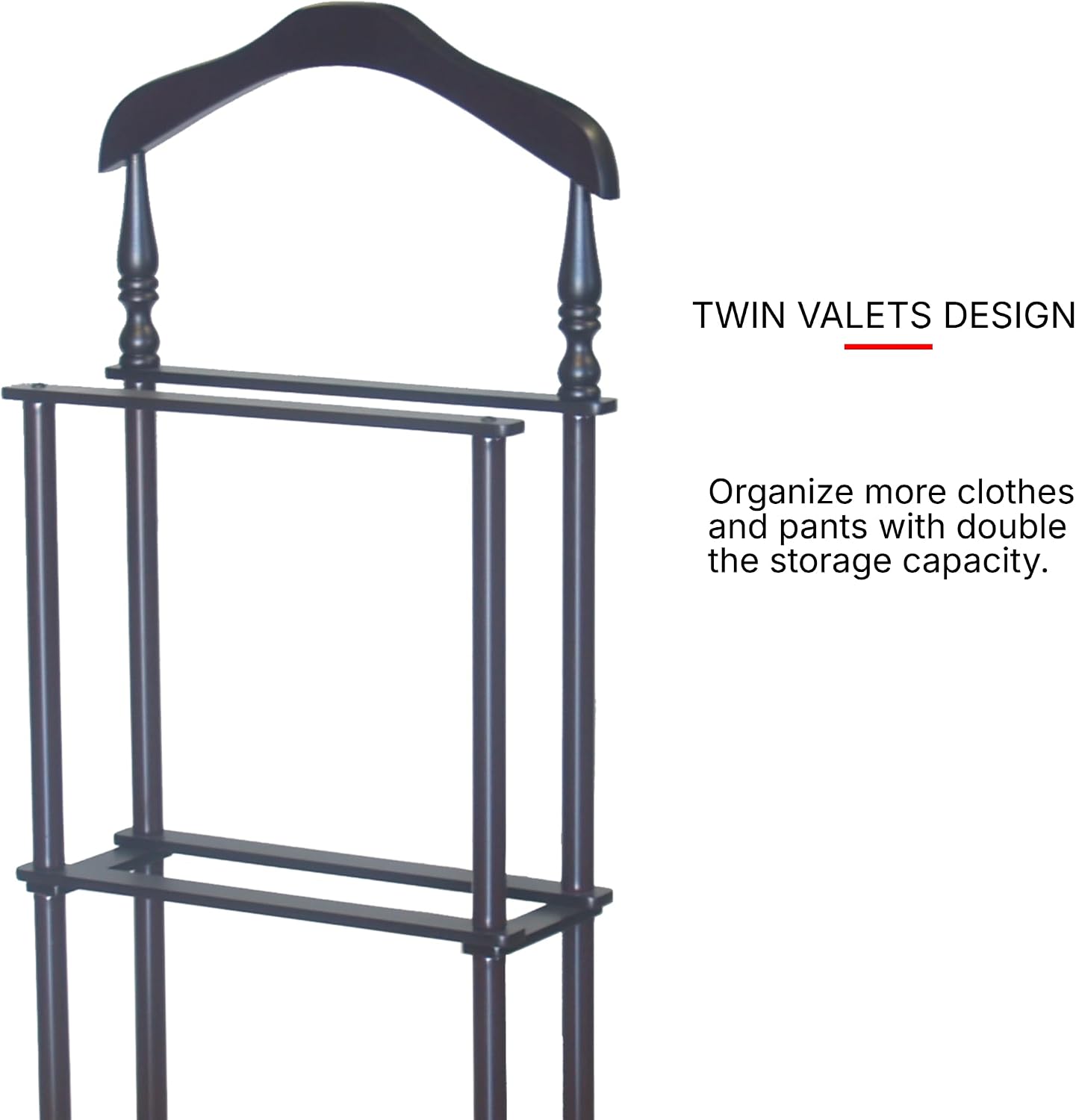 Proman Products Sakura Twin Valet with Wooden Hanger, Trouser Bar & Tie Bar, Walnut
