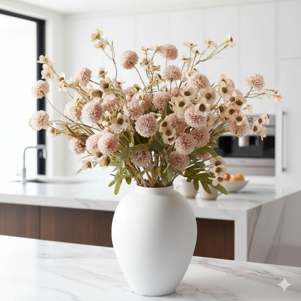 SilkSerenade Ella White Matte Flower Vase / Matte White
