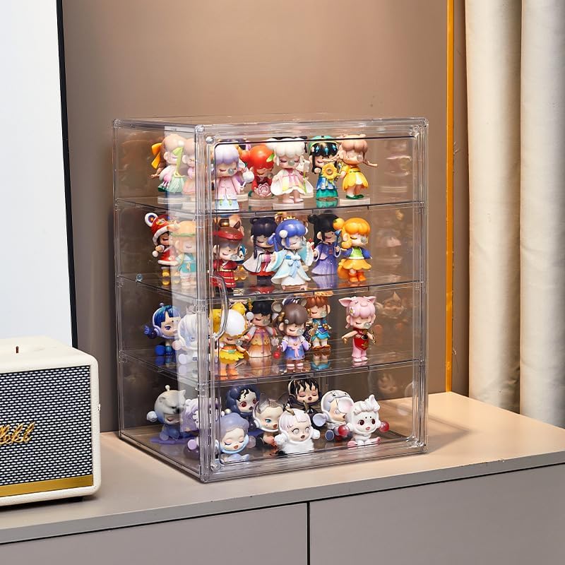BOHOIDEE 4 Tiers Clear Acrylic Display Case for Closet, Purse Storage Organizers Box, Plastic Storage Bins with 3