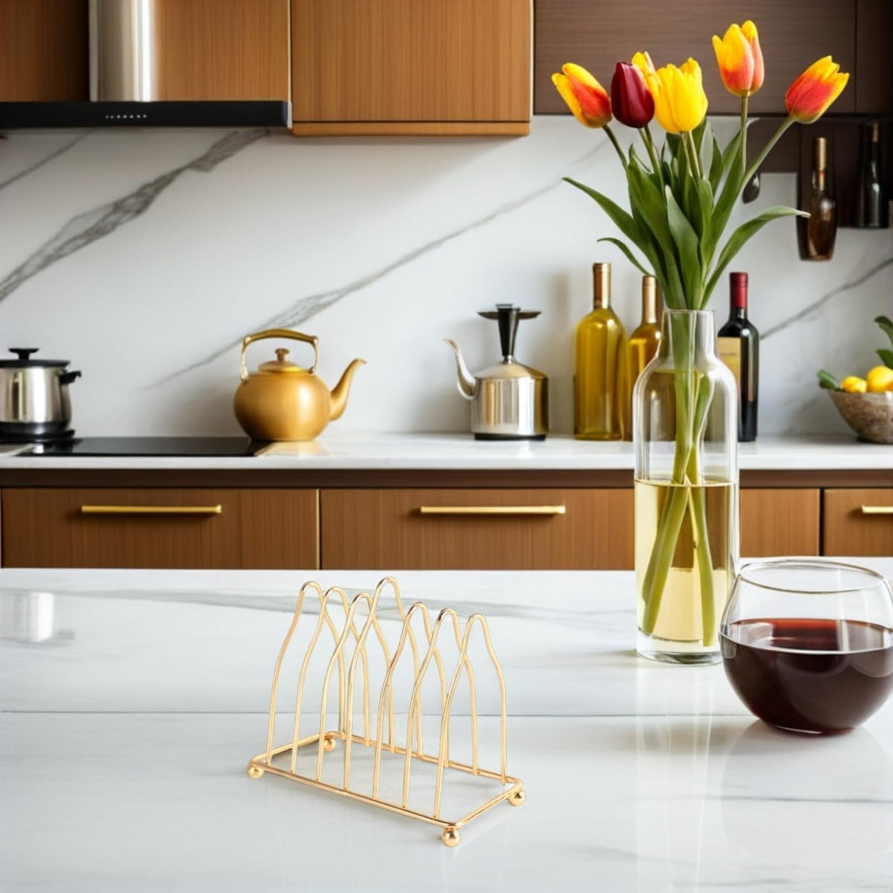 Iron Metal Plate Organizer Elegant Metal Dish Rack / Gold