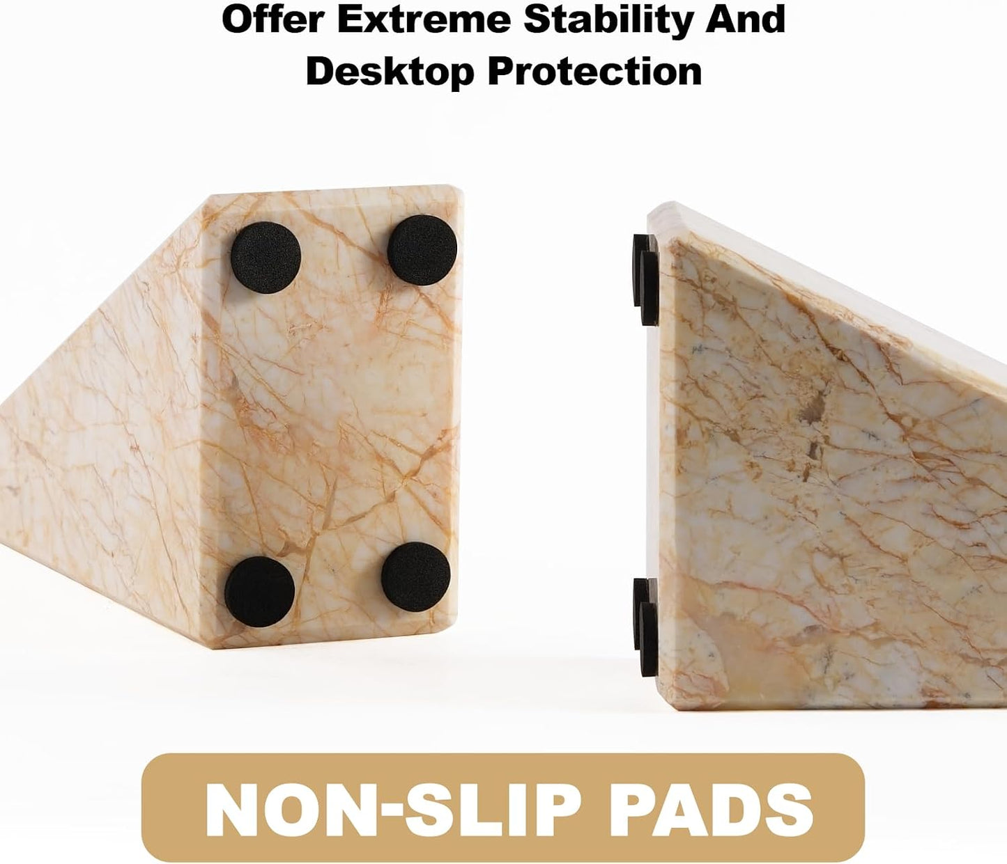 Marble Bookends / Natural Decorative Bookend / Turkey-cream Color