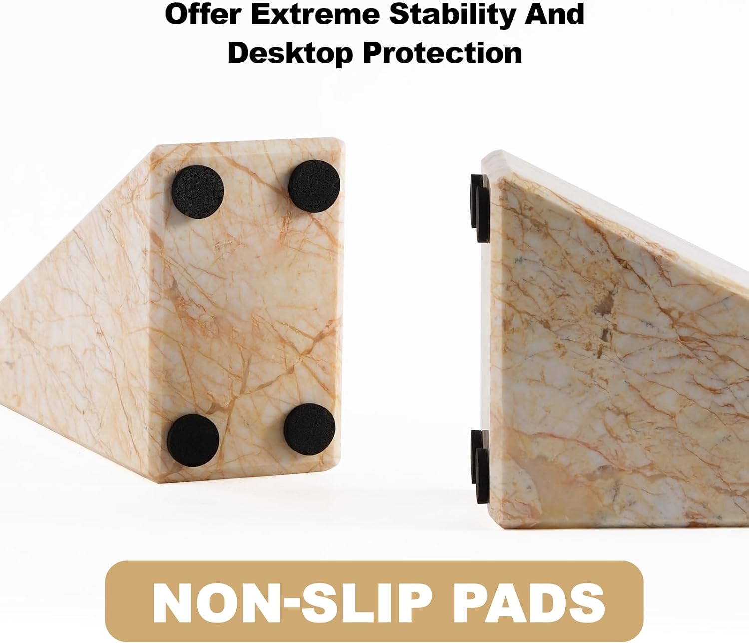 Marble Bookends / Natural Decorative Bookend / Turkey-cream Color
