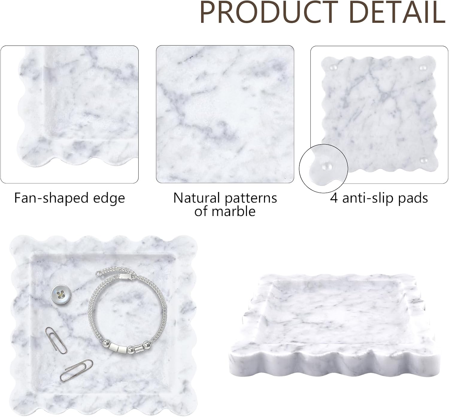 Scalloped Tray / Stone Tray / Square / Natural