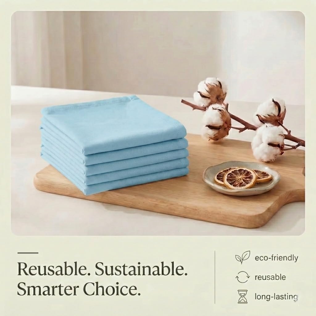 Urban Villa Kitchen Towels Cotton Dish Towels 20”x30” (Set of 6) Aqua