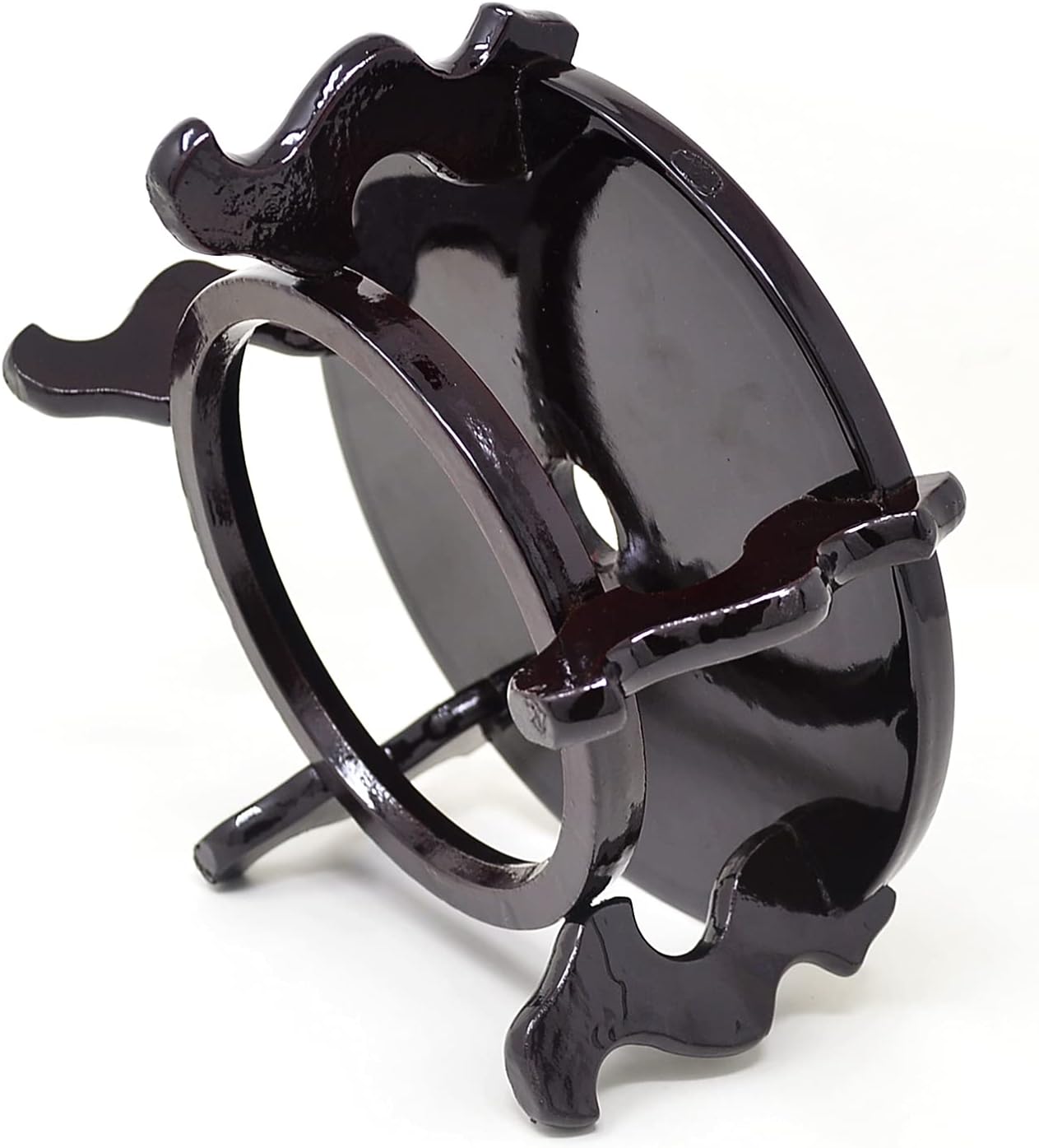 Feng Shui Chinese Wooden Fishbowl Planter Display Stand / 10 In